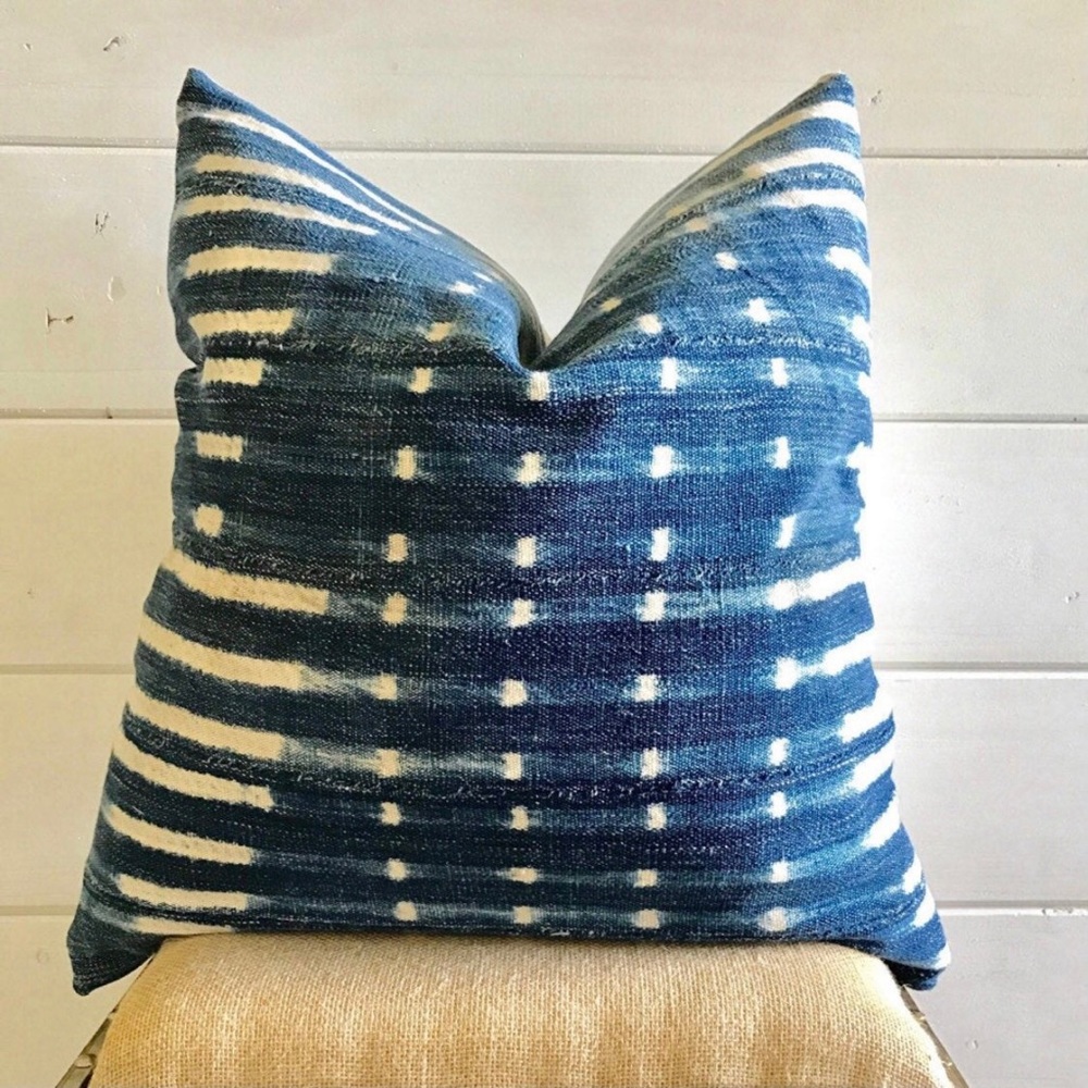 African Indigo Mudcloth pillow